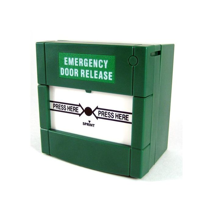 Break Glass Double Pole - Green Non-Resettable