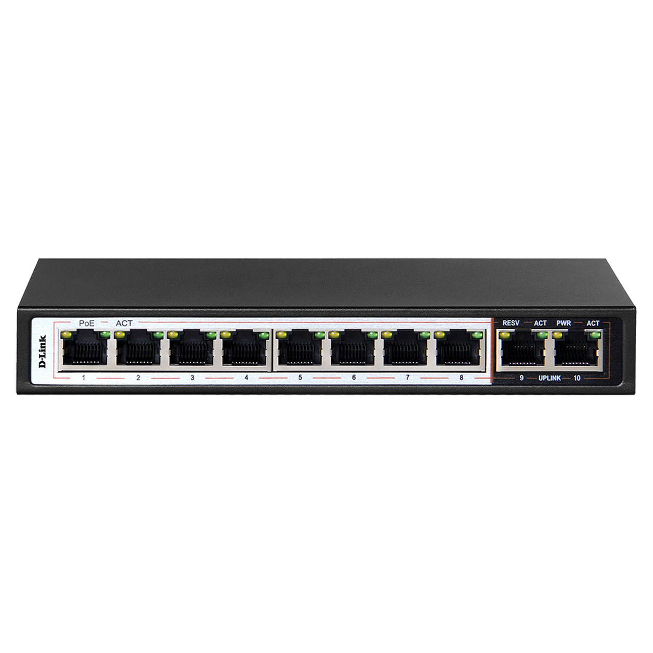D-Link 10 Port PoE Switch (8 Long Reach PoE & 2 Uplink). PoE budget 96W