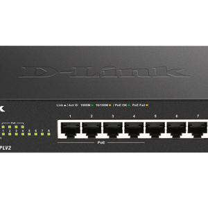 D-Link 8-Port Gigabit Smart Managed Switch with 4 PoE+ Ports. PoE budget 80W