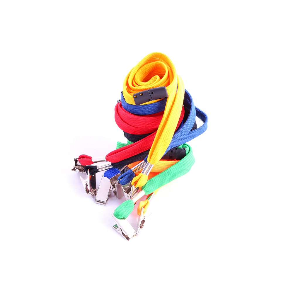 12mmW tube style lanyard with safety breakaway and alligator clip