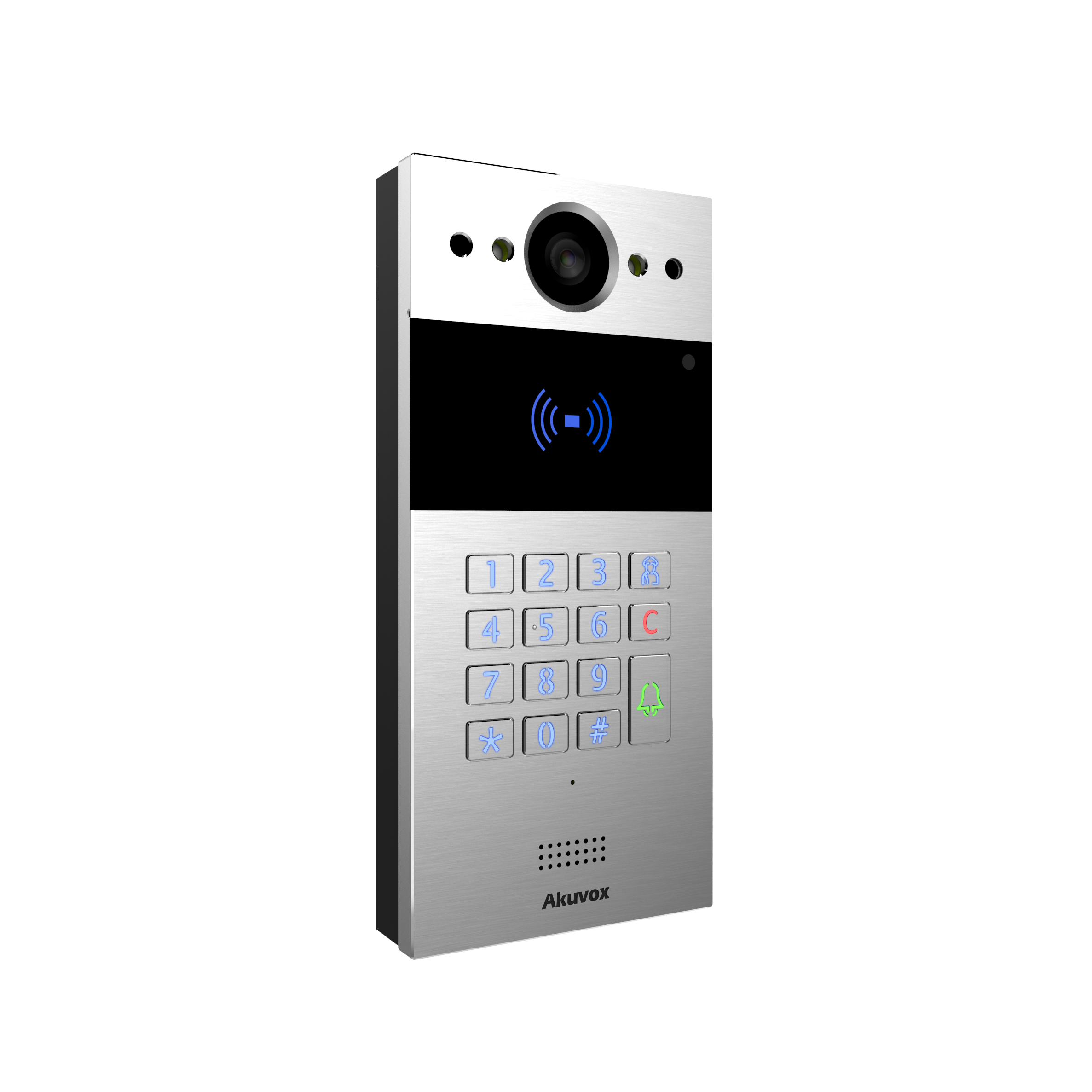 AKUVOX - SIP Intercom with one Button Video & Card reader In-Wall, Multiclass Reader (13.56MHz & 125KHz), Surface Mount Bracket Included