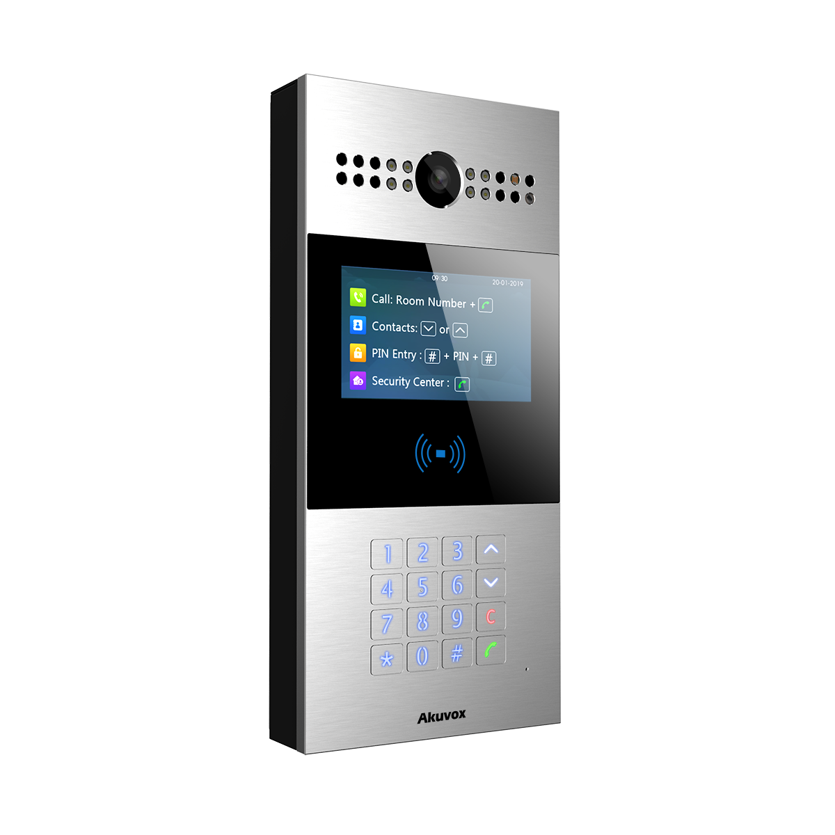 AKUVOX - SIP Android Door Phone with LCD, 4.3' LCD, H.264&H.265 video, 2MP Camera, Wiegand, 13.56MHz + 125KHz Card reader, Support Surface Mount and Flush Mount by using different bracket or box