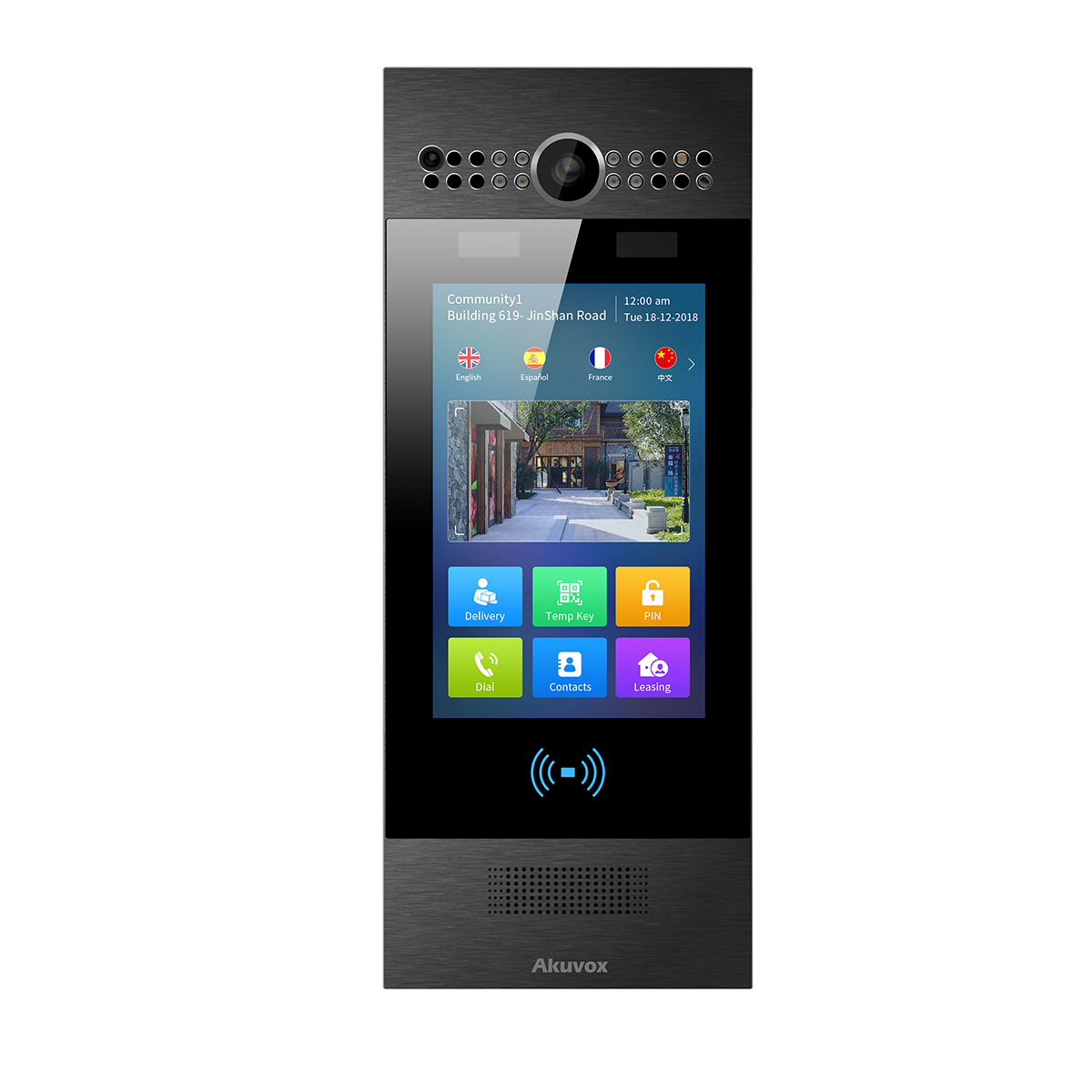 AKUVOX - SIP Android Door Phone with Facial Recognition, Dual Camera, BLE, Wireless, Support Surface Mount and Flush Mount by using different bracket or box